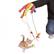 Игрушка для кошки "Перчатка с помпонами" 34 см, цветная.