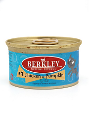 Консервы для кошек Беркли №4 курица с тыквой 85гр.