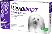 Селафорт капли Для собак весом от 2,6 до 5 кг от внешних и внутренних паразитов 30mg (Dogs)