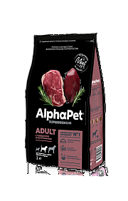 ALPHAPET SUPERPREMIUM ADULT корм для взрослых собак средних пород с говядиной и потрошками 2кг