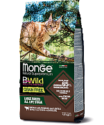 Monge Cat BWild Buffalo Grain Free - сухой корм для взрослых кошек крупных пород из мяса буйвола 1.5кг
