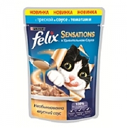   Felix sensations 85 гр. в удивительном соусе,треска с томатами. 